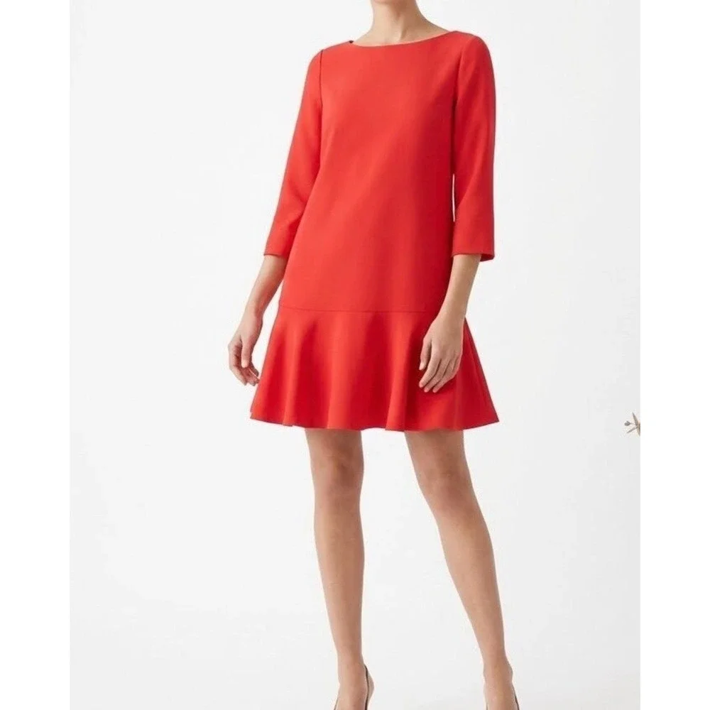 Kate Spade New York Womens Flounce Hem Dress 8 Quiet Luxury Holiday Feminine Red